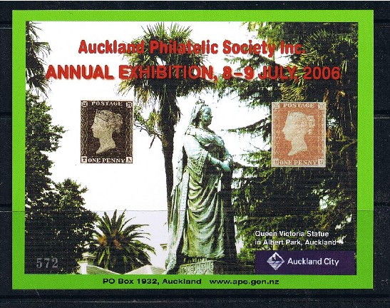 2006 Exhibition minisheet,
designed by Bruce Henderson.
Click to enlarge.